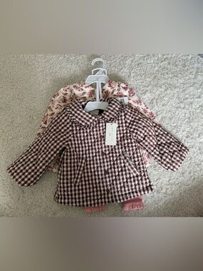 Max Studio 12M Brown & White Gingham Coat with Peter Collar and matching outfit